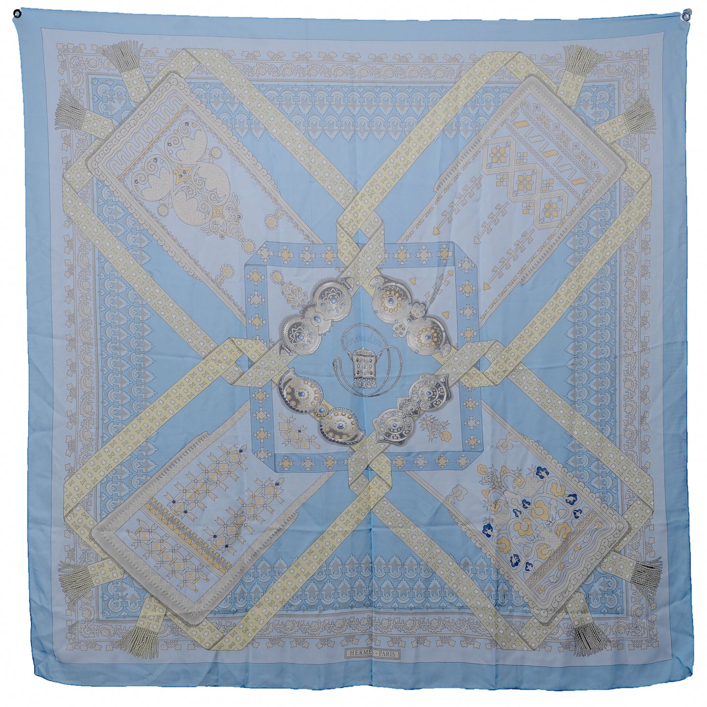 Silk Mousseline Brin D Or 140 Scarf Bleu