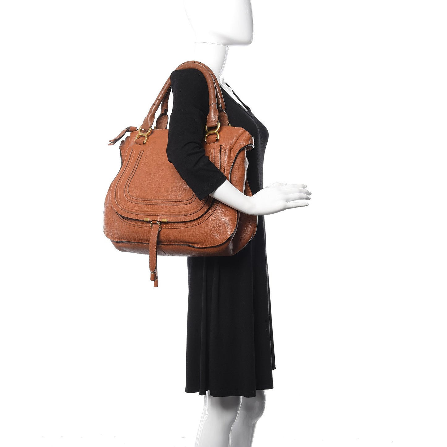 Calfskin Large Marcie Satchel Tan