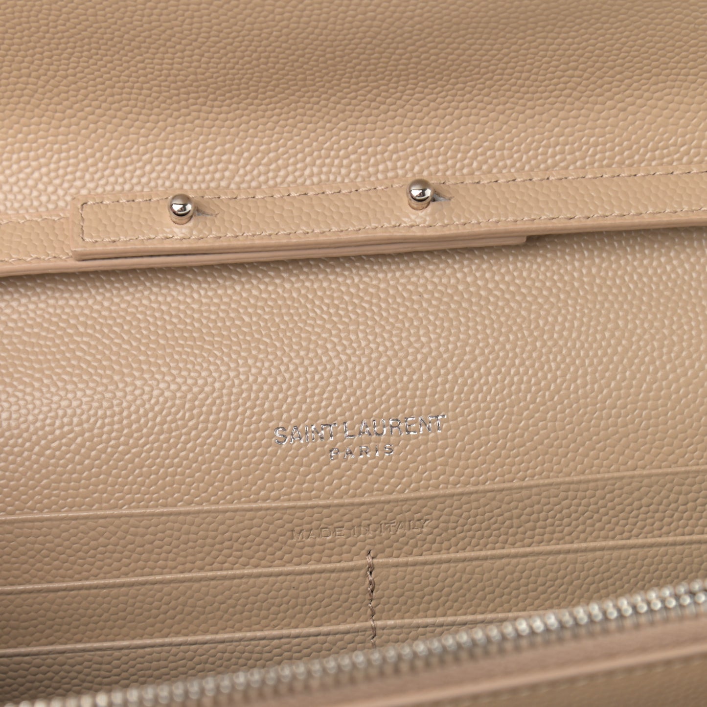 Grain De Poudre Matelasse Chevron Monogram Chain Wallet Nude Powder