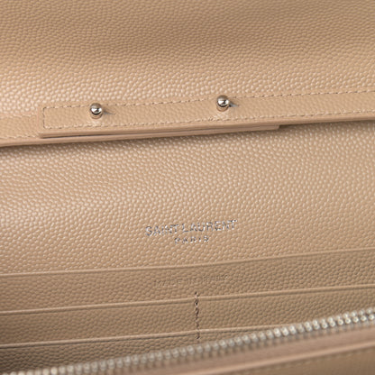 Saint Laurent Grain De Poudre Matelasse Chevron Monogram Chain Wallet Nude Powder 6 of 11