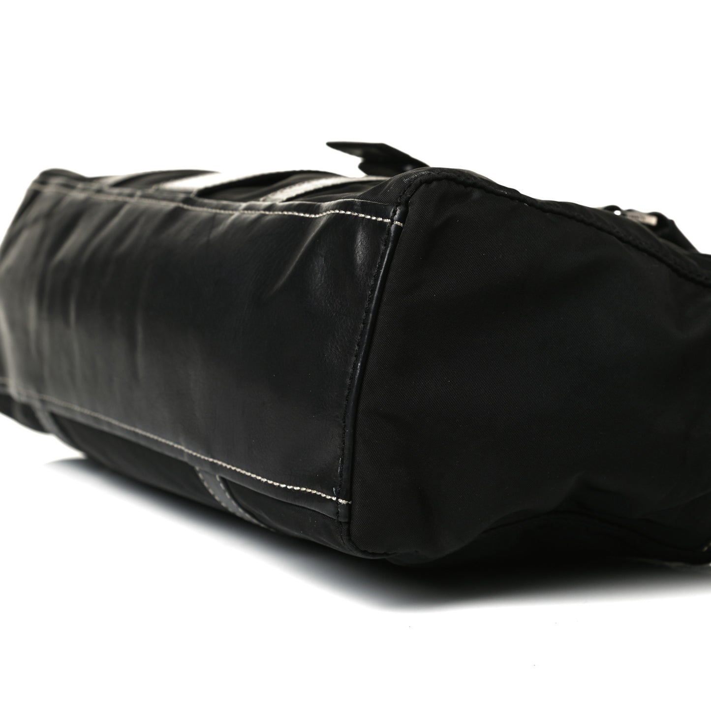 Soft Calfskin Nylon Buckle Shoulder Bag Black