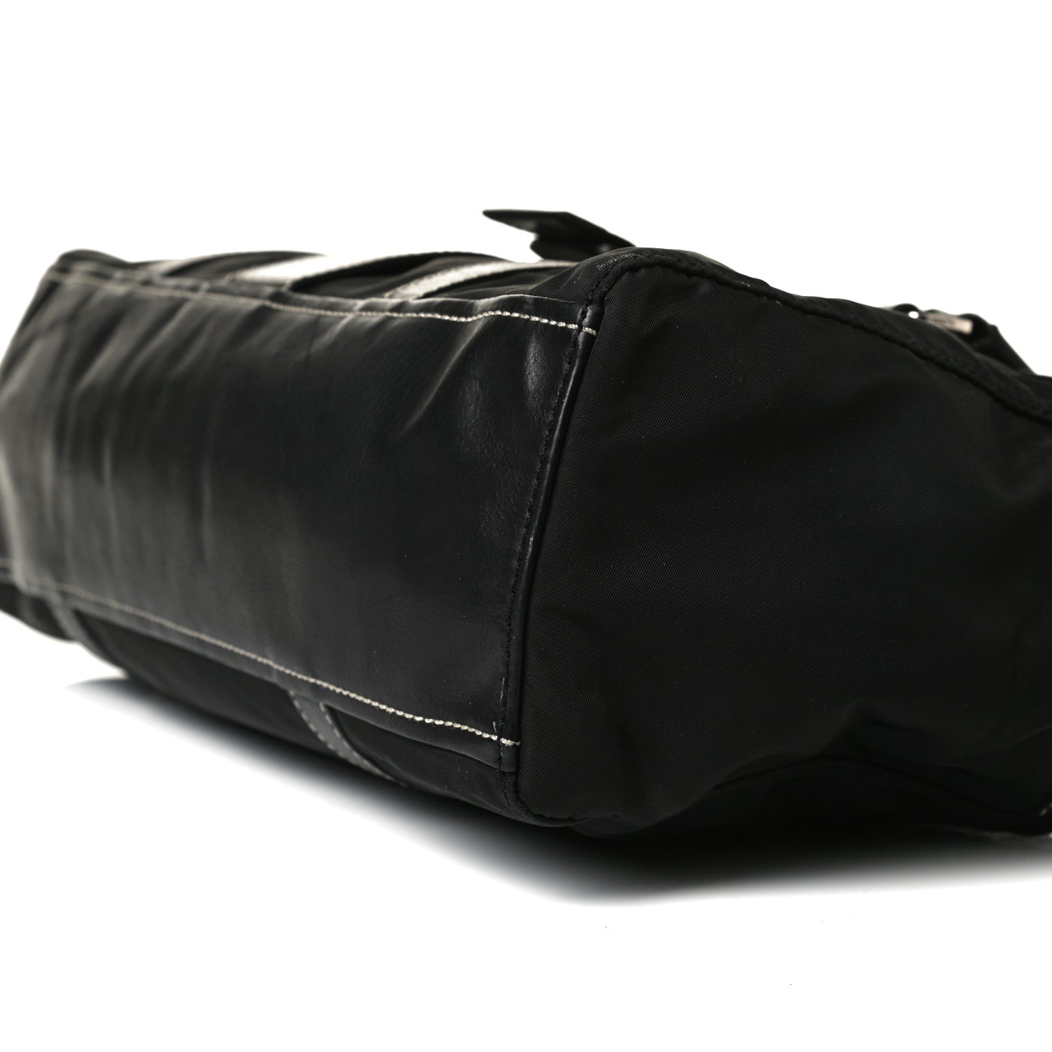 Prada Soft Calfskin Nylon Buckle Shoulder Bag Black 5 of 15