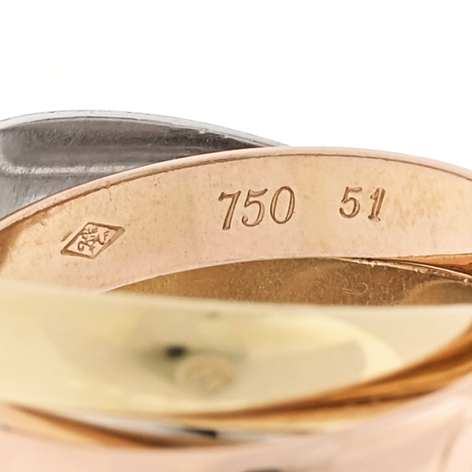 Cartier 18K Pink Yellow White Gold Classic Les Must De Cartier Trinity Ring 51 5.75 4 of 4