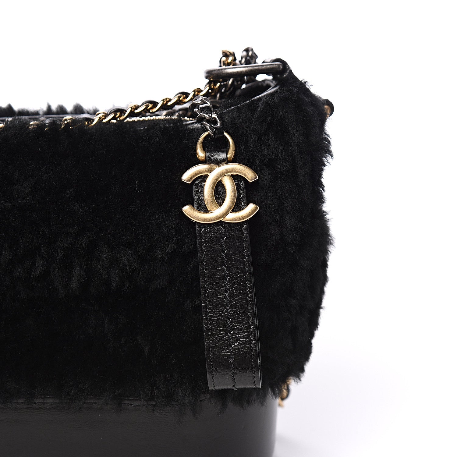Chanel Shearling Small Gabrielle Hobo Black 9 of 9