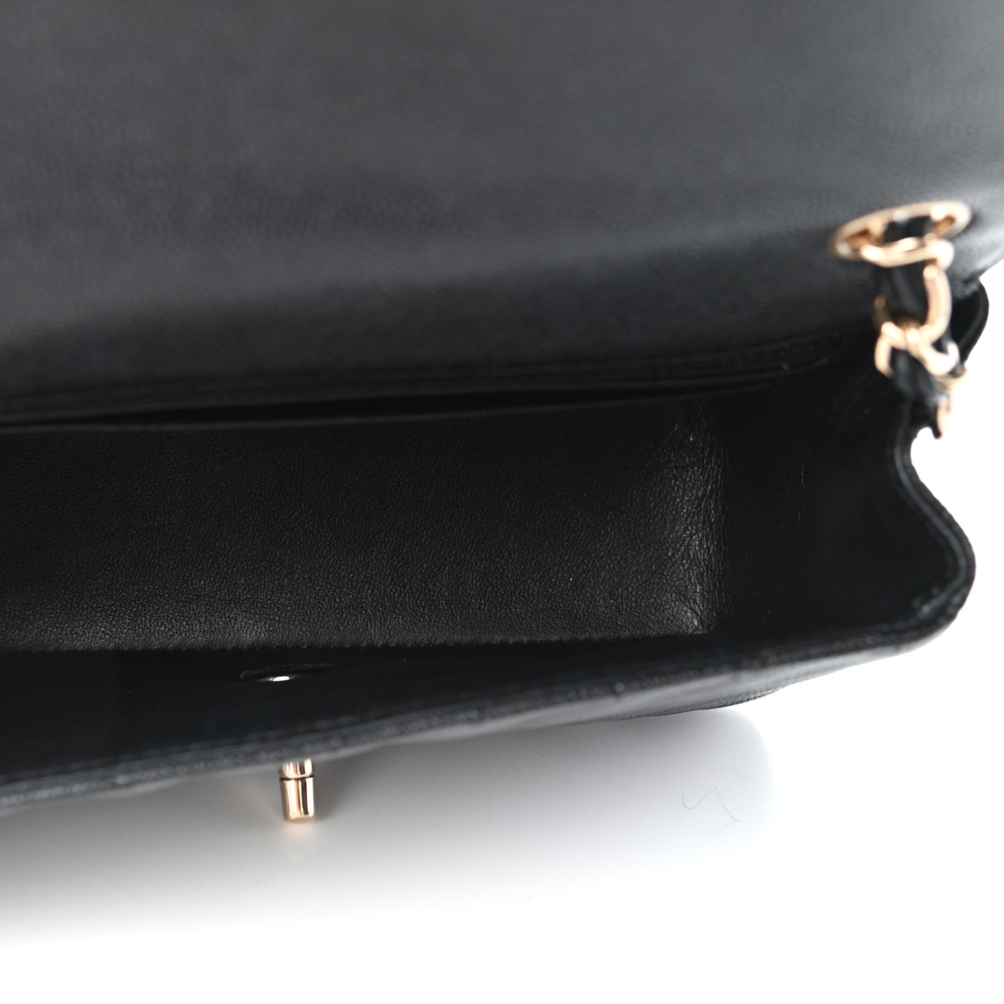 Caviar Chevron Quilted Mini Rectangular Flap Black