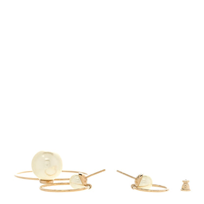 Christian Dior Pearl Mise En Dior Tribal Hoop Earrings Gold 3 of 4