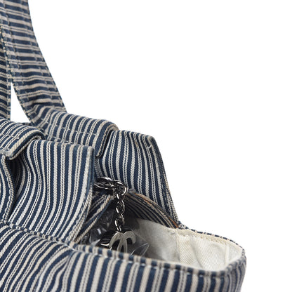 Chanel Canvas Sequin Stripe CC Tote Blue 20 of 22