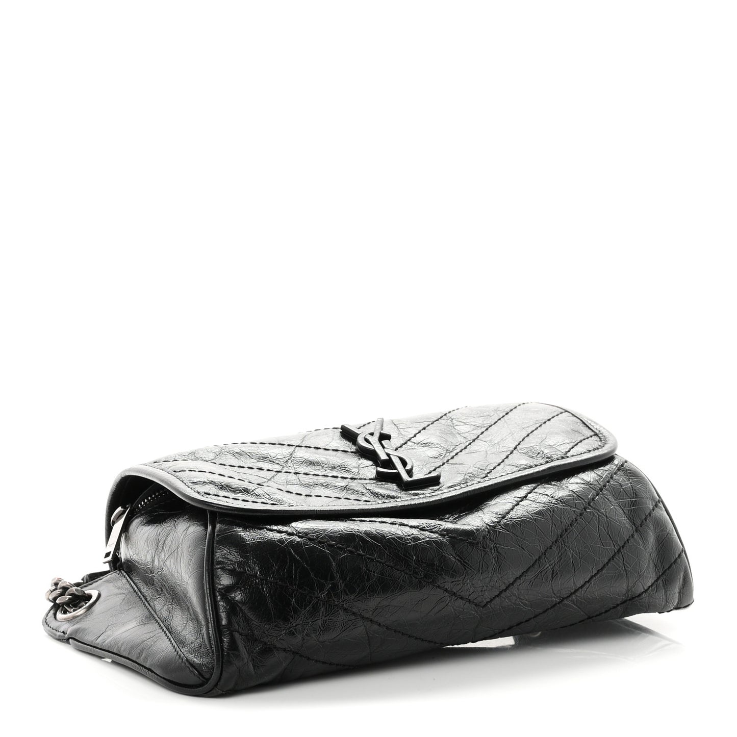 Crinkled Calfskin Matelasse Monogram Niki Body Bag Black