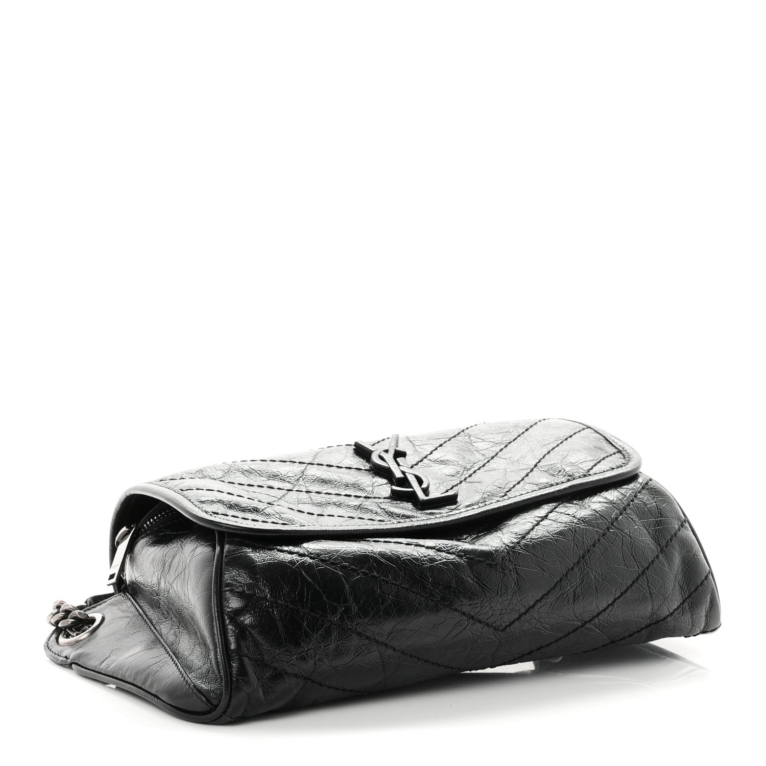 Saint Laurent Crinkled Calfskin Matelasse Monogram Niki Body Bag Black 3 of 9