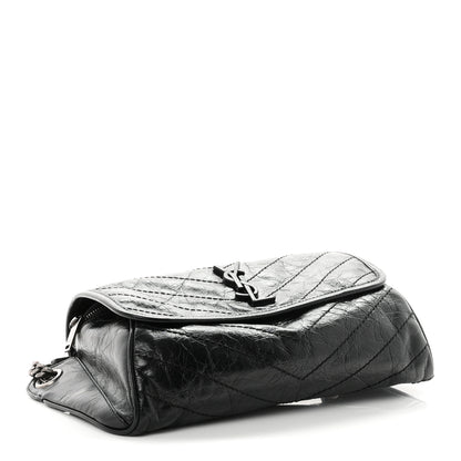 Saint Laurent Crinkled Calfskin Matelasse Monogram Niki Body Bag Black 3 of 9