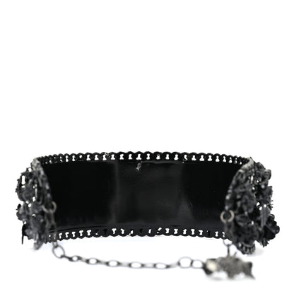 Chanel Enamel Flower Chain Choker Necklace Ruthenium Black 3 of 7