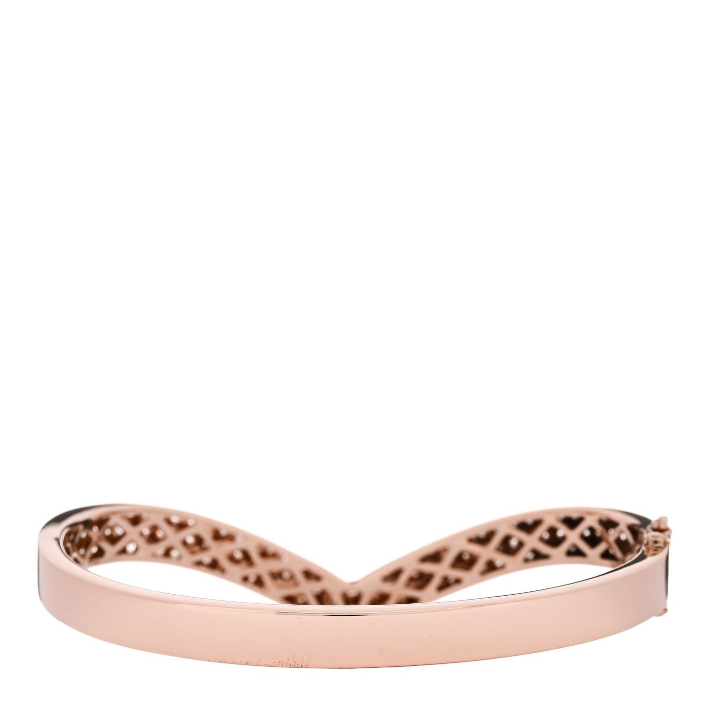 18K Rose Gold Diamond V Bangle Bracelet