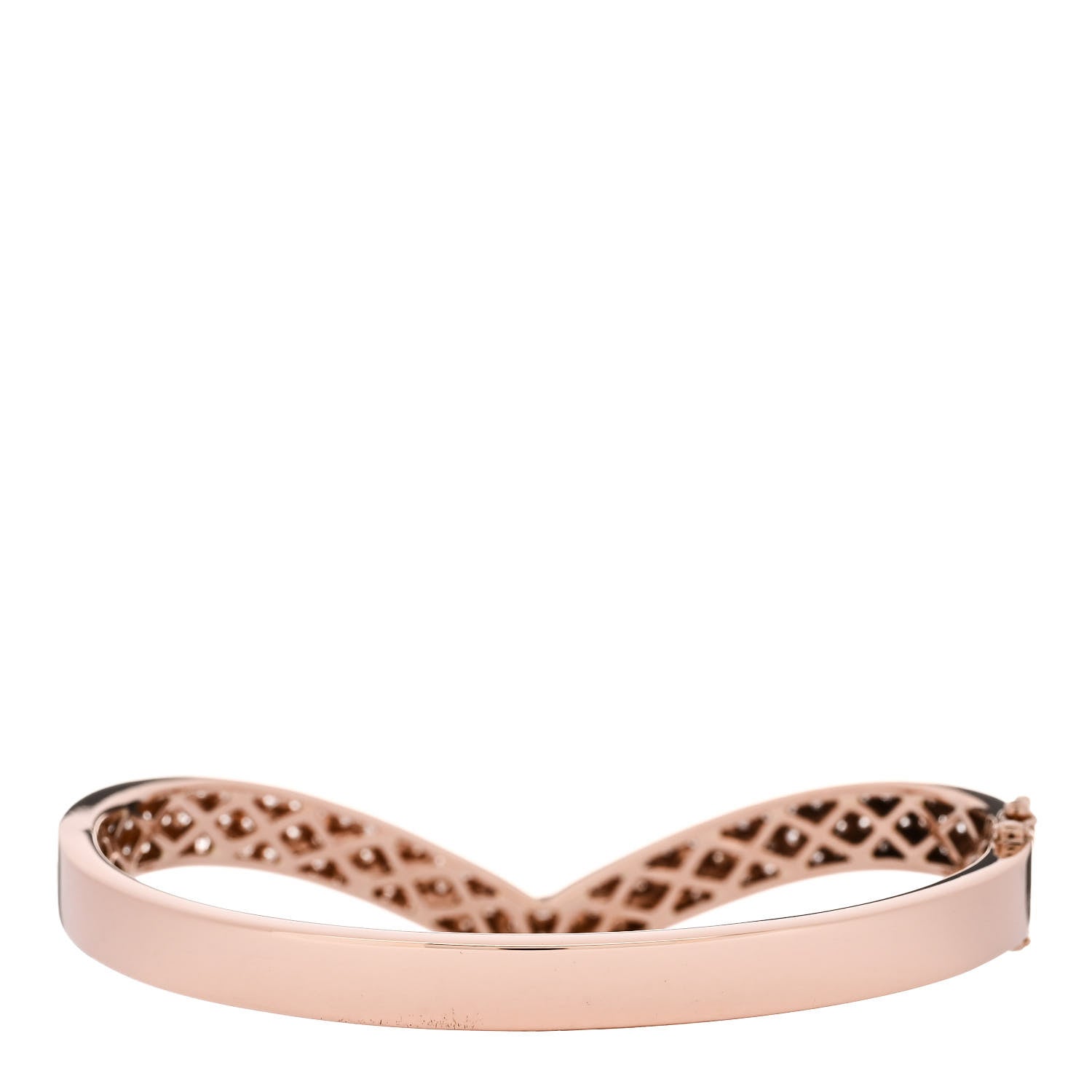 Anita Ko 18K Rose Gold Diamond V Bangle Bracelet 2 of 5