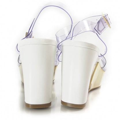 Chanel PVC Patent Platform Shoes 37.5 White and Gold 3 of 7