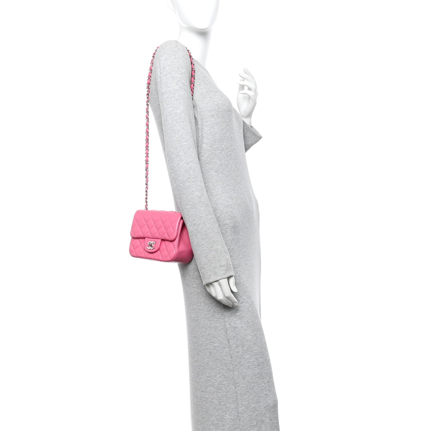 Chanel Lambskin Quilted Mini Square Flap Pink 2 of 11