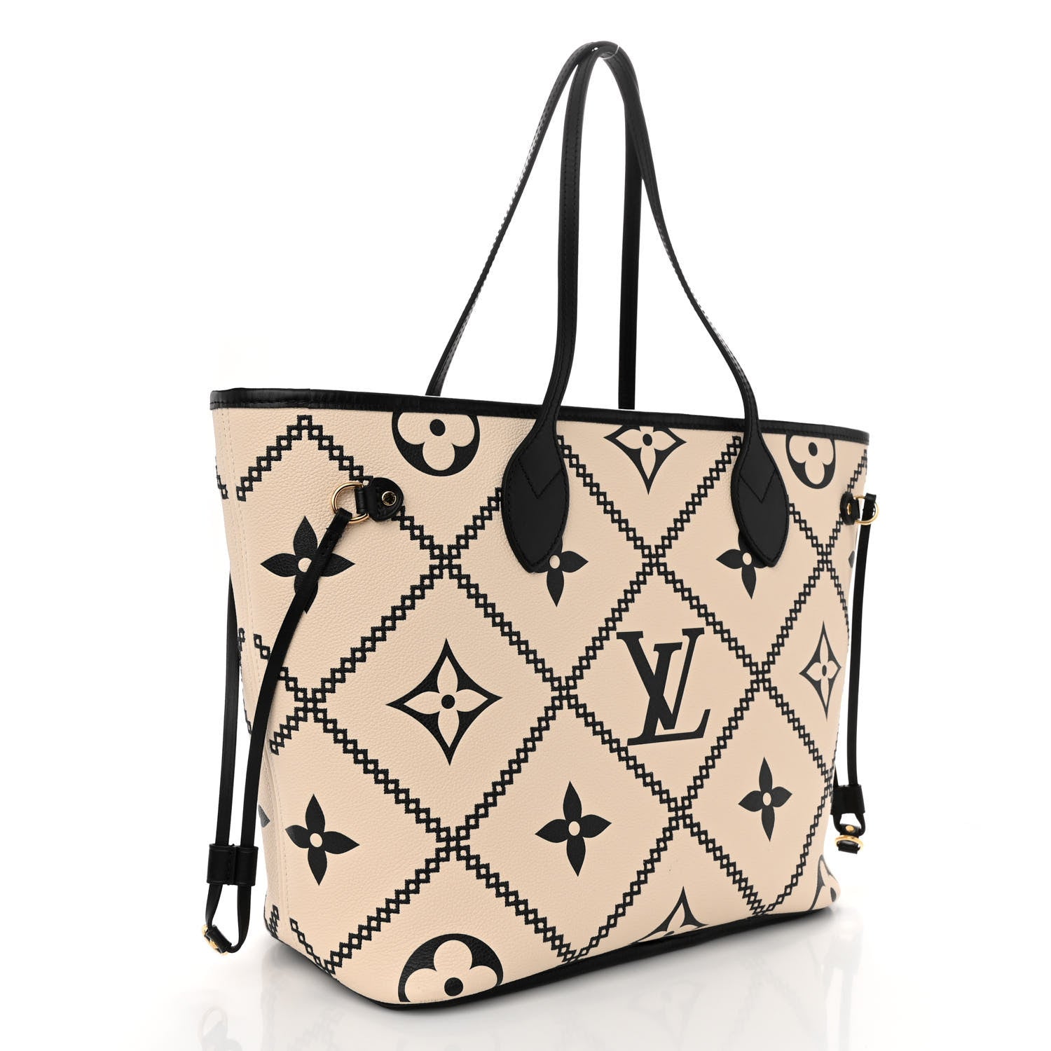Louis Vuitton Empreinte Monogram Giant Broderies Neverfull MM Cream Black 3 of 9