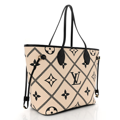 Louis Vuitton Empreinte Monogram Giant Broderies Neverfull MM Cream Black 3 of 9
