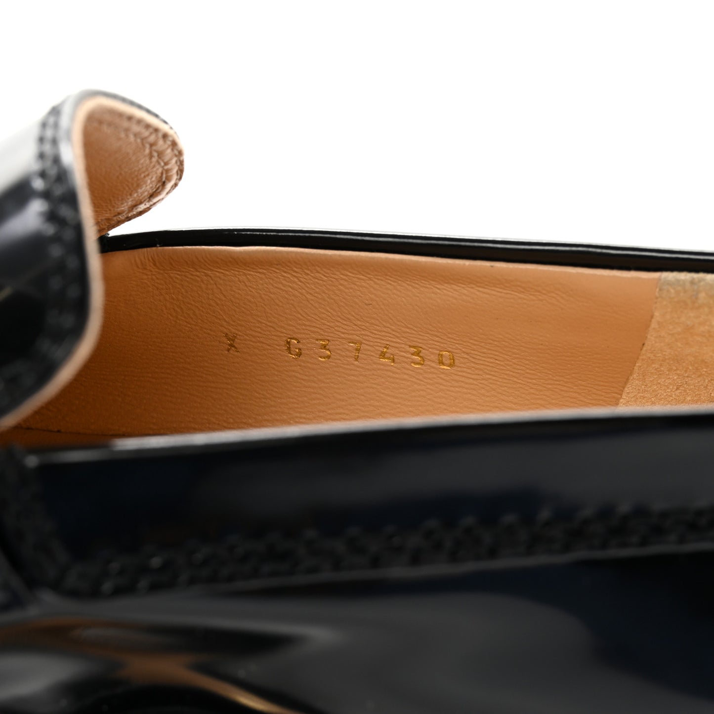 Shiny Calfskin Logo Loafers 36 Black
