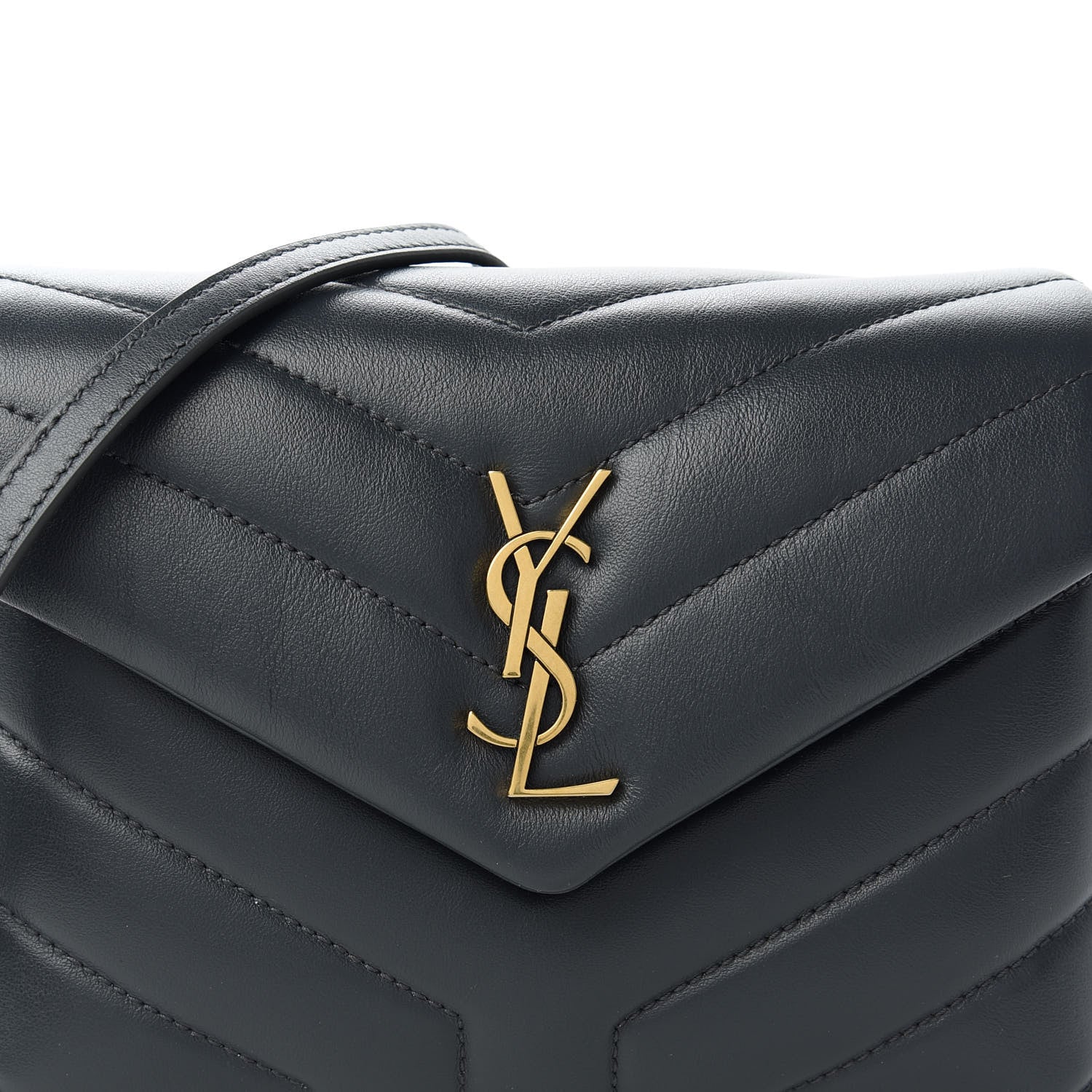 Saint Laurent Calfskin Y Quilted Monogram Toy Loulou Crossbody Bag Graphite 10 of 12