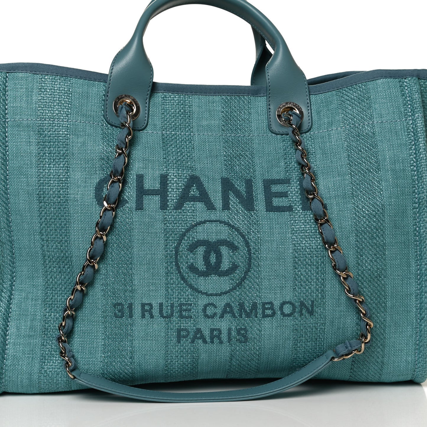 Mixed Fibers Striped Medium Deauville Tote Blue