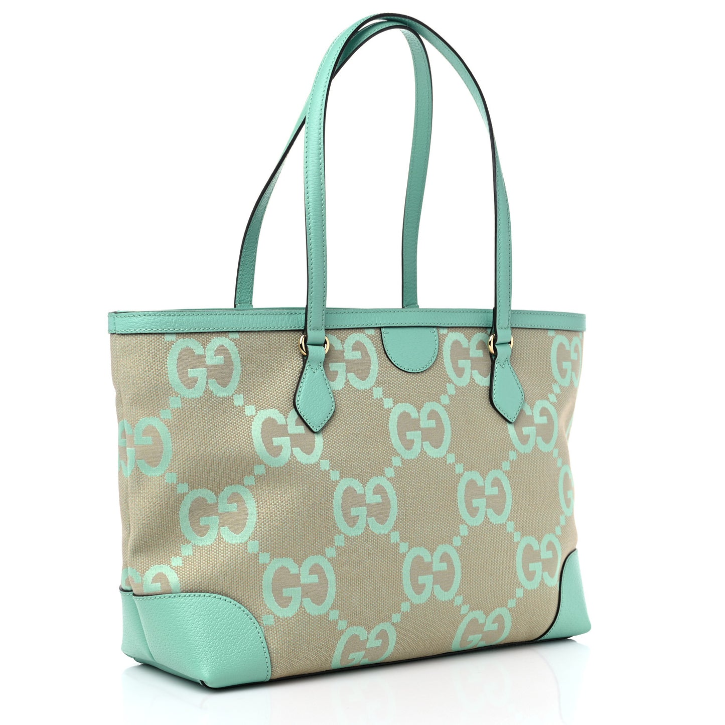 Monogram Jumbo GG Textured Dollar Calfskin Medium Ophidia Shopping Tote Beige Pepperlight Mint