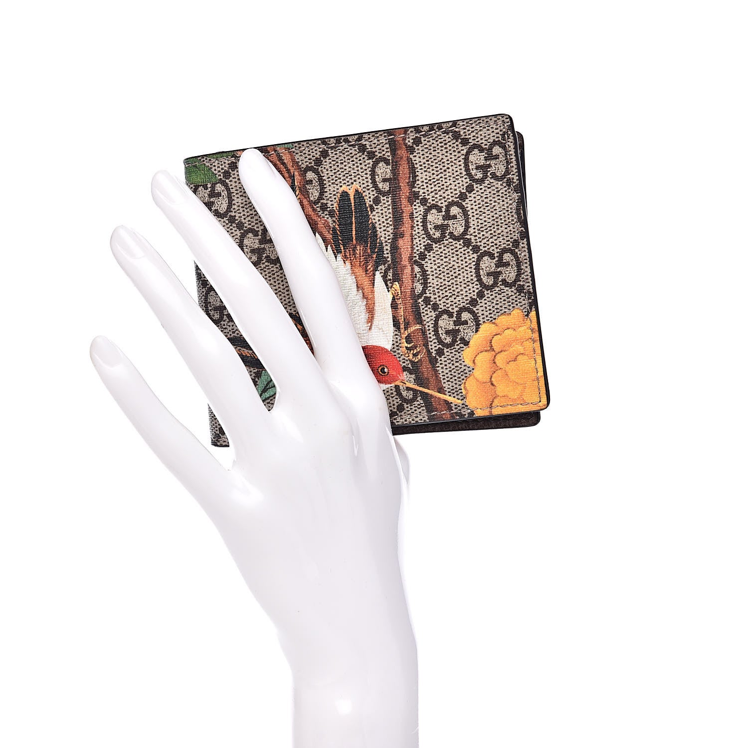 Gucci GG Supreme Monogram Tian Bi-Fold Wallet Beige Multicolor New Acero 2 of 7