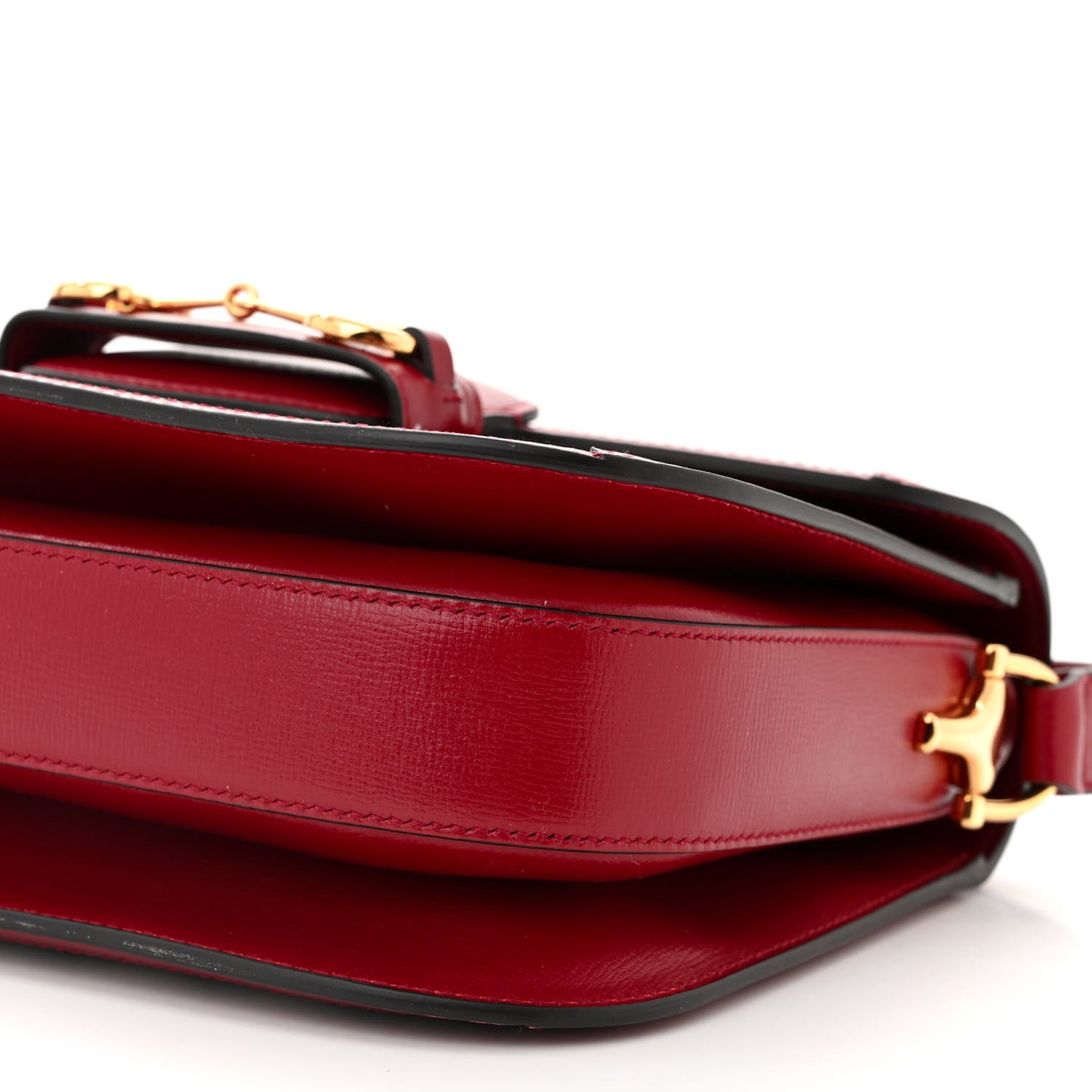 GG Supreme Monogram Azalea Calfskin Horsebit 1955 Shoulder Bag Beige Ebony New Cherry Red