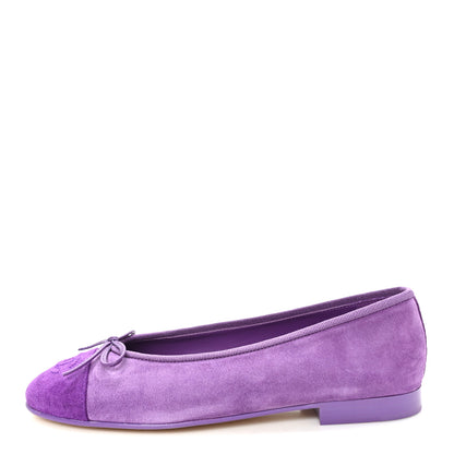 Chanel Suede Cap Toe CC Ballerina Flats 36 Purple Dark Purple 1 of 9