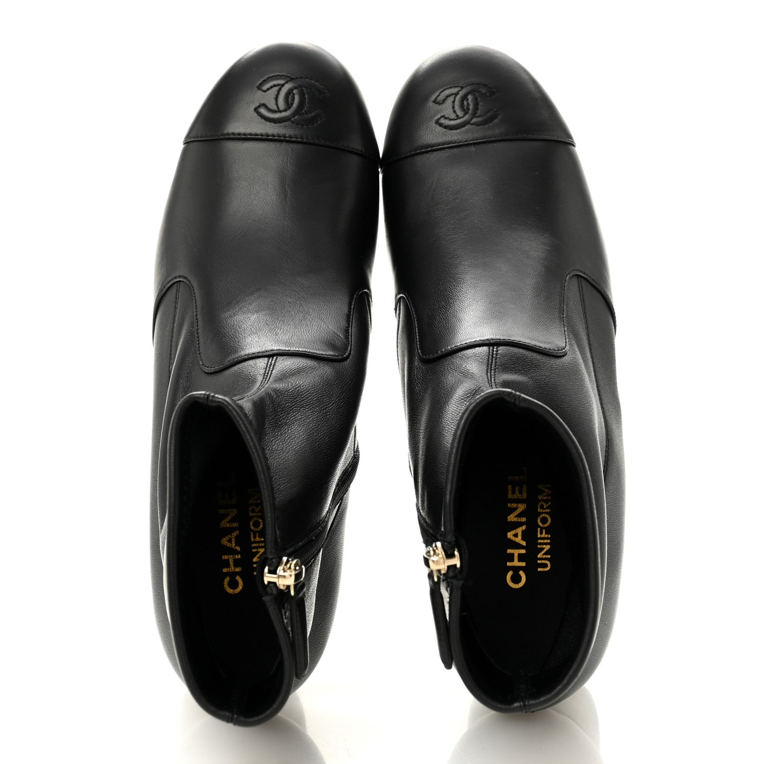 Chanel Stretch Lambskin Cap Toe CC Uniform Short Boots 40 Black 2 of 9