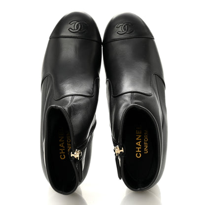 Chanel Stretch Lambskin Cap Toe CC Uniform Short Boots 40 Black 2 of 9