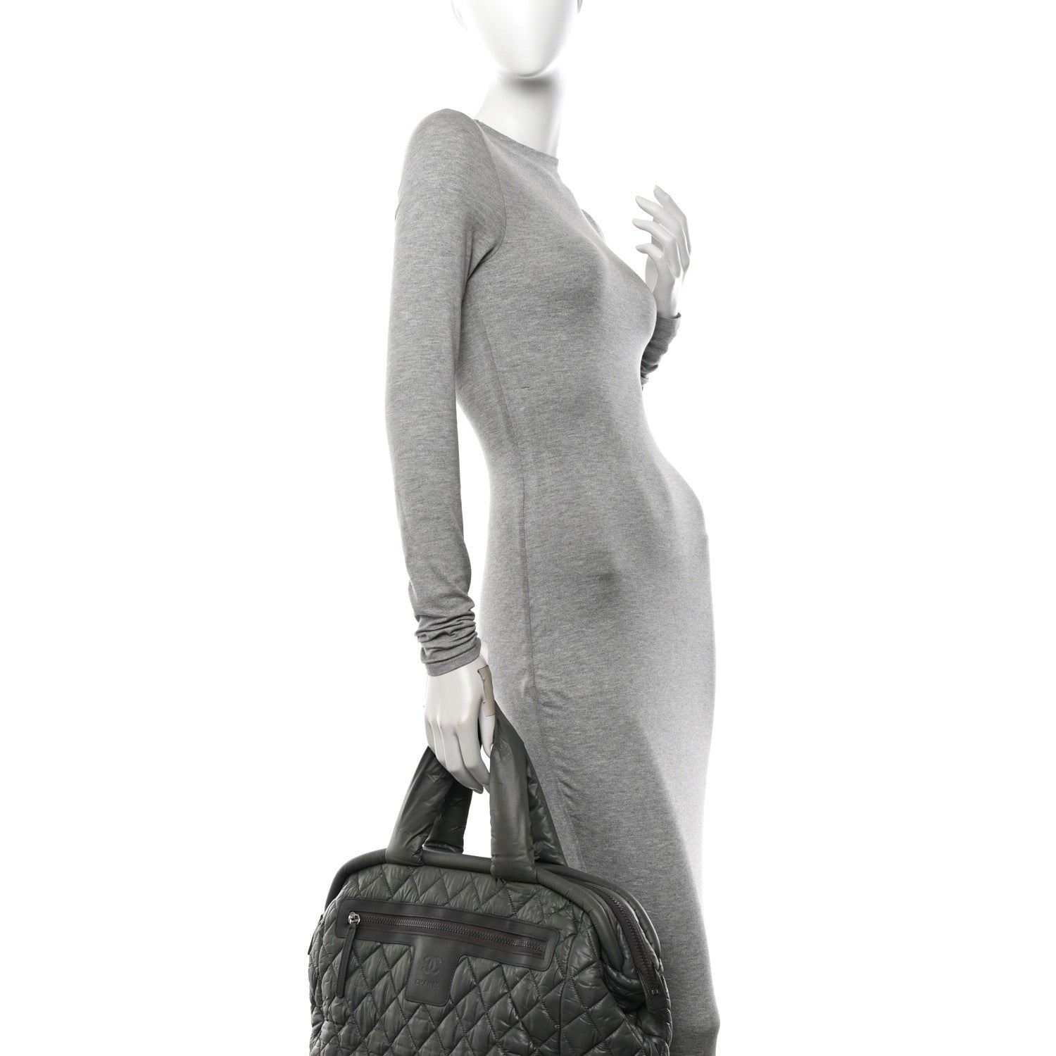 Chanel Nylon Quilted Coco Cocoon Bowler Grey 1613643 – FASHIONPHILE