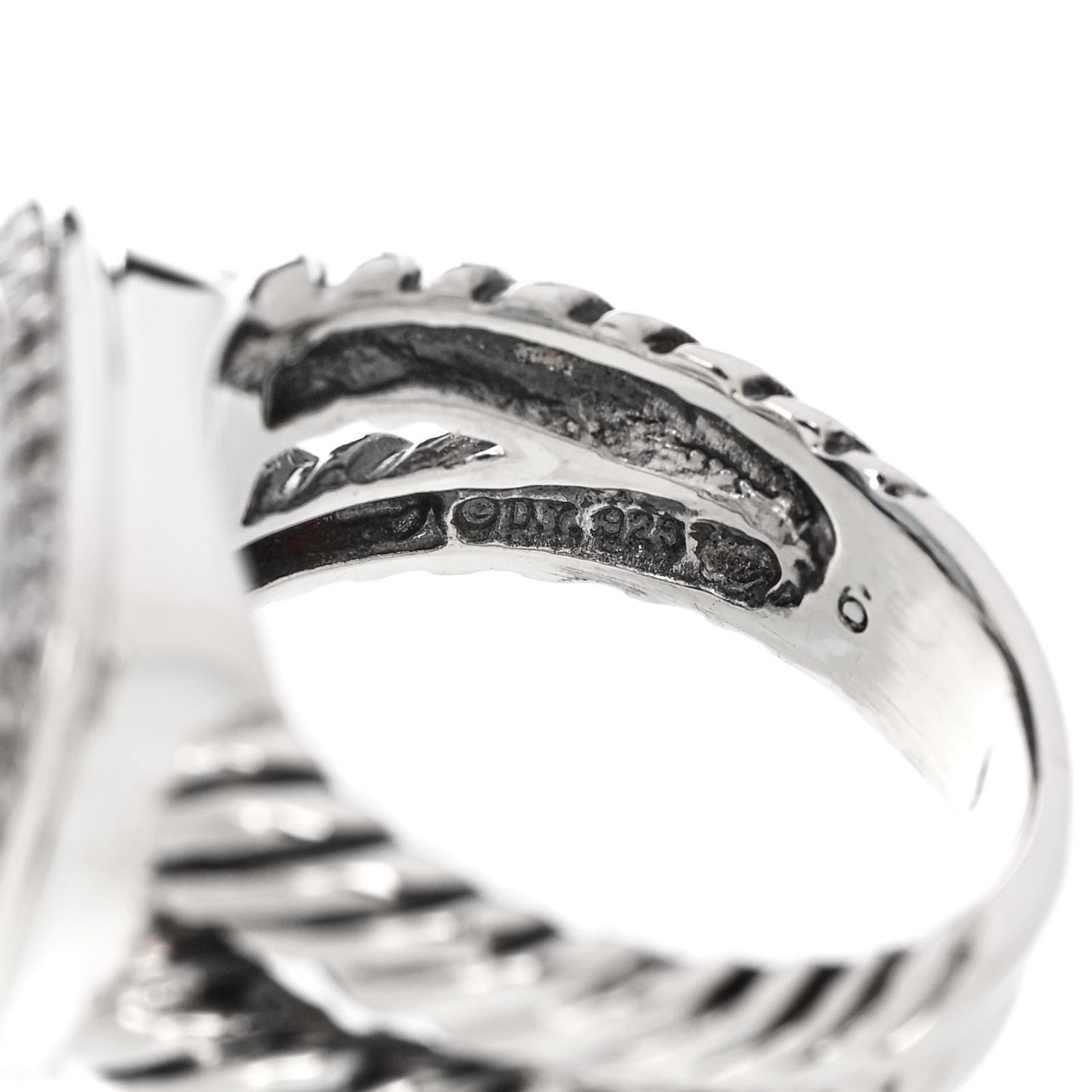 David Yurman Sterling Silver Diamond Blue Topaz 11mm Albion Ring 53 6.5 5 of 5