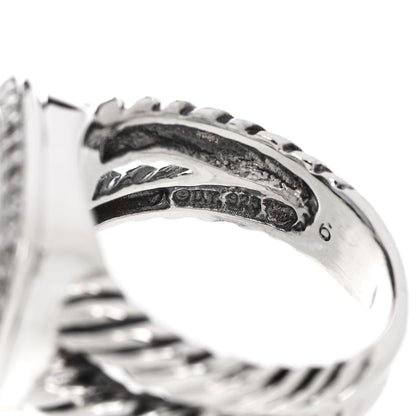 David Yurman Sterling Silver Diamond Blue Topaz 11mm Albion Ring 53 6.5 5 of 5