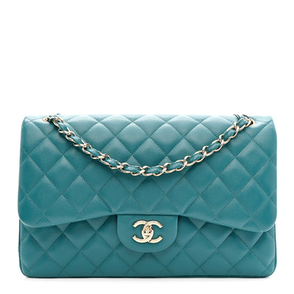 Chanel Caviar Quilted Jumbo Double Flap Green 1 of 11