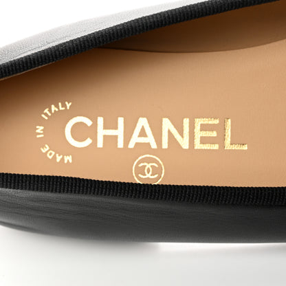 Chanel Lambskin Patent CC Cap Toe Ballerina Flats 37.5 Black 7 of 9