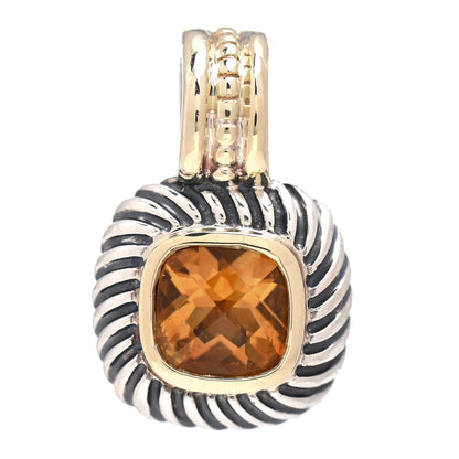 David Yurman Sterling Silver 14K Yellow Gold Citrine 7mm Albion Enhancer Pendant 1 of 3