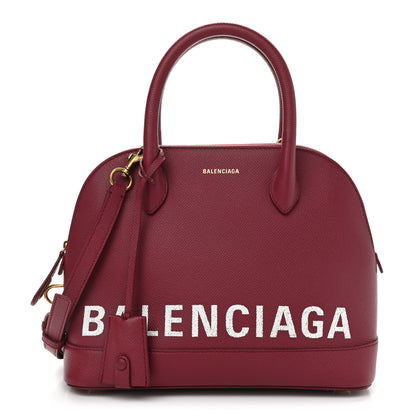 Balenciaga Signature Grained Calfskin Logo S Ville Top Handle Bag Rouge Grenat White 1 of 10