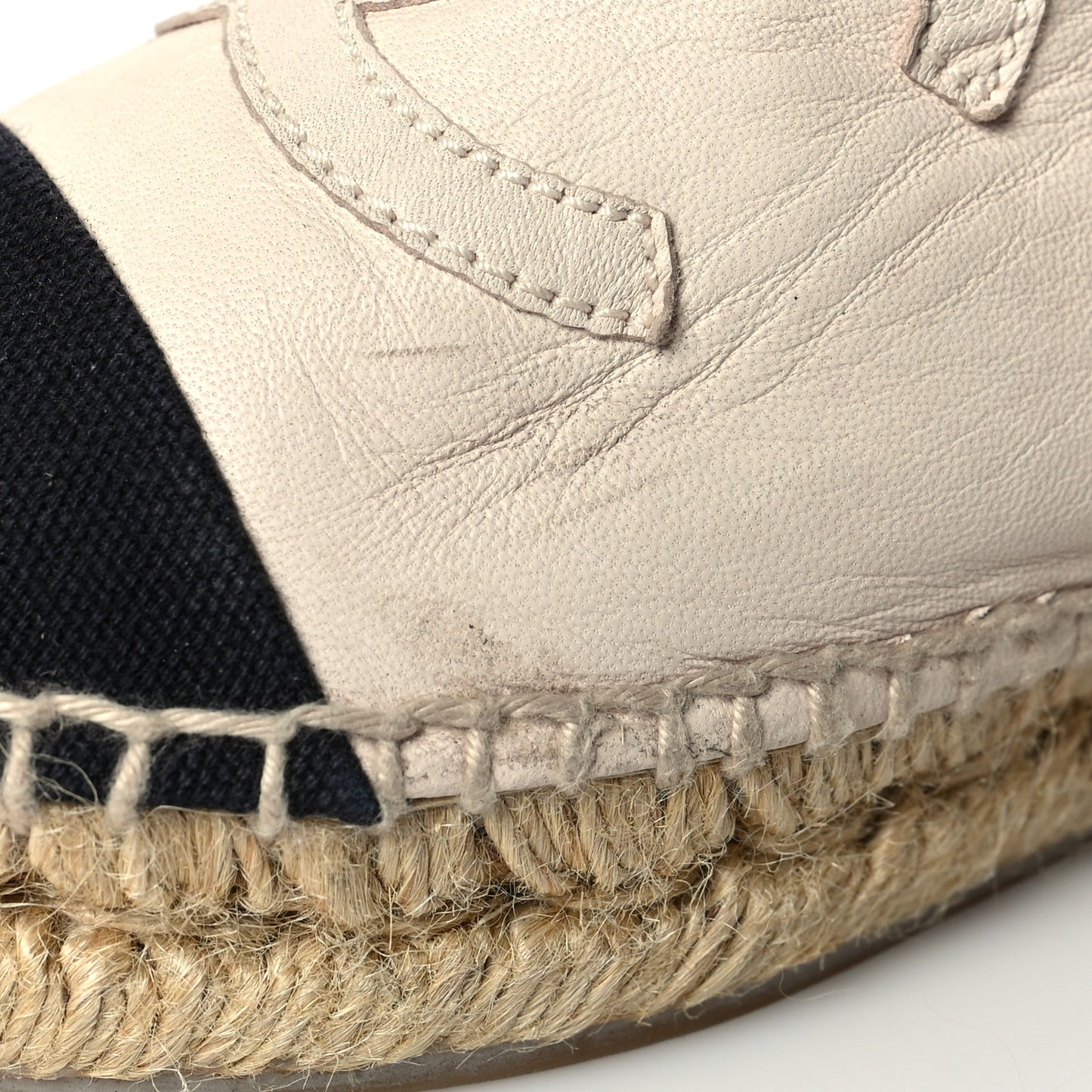 Calfskin Grosgrain CC Espadrilles 40 Ivory Black