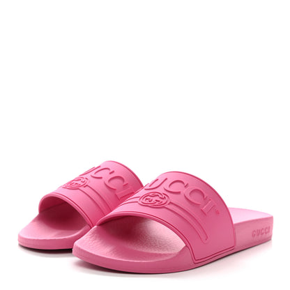 Gucci Rubber Womens Logo Slide Sandals 37 Fuchsia 3 of 8