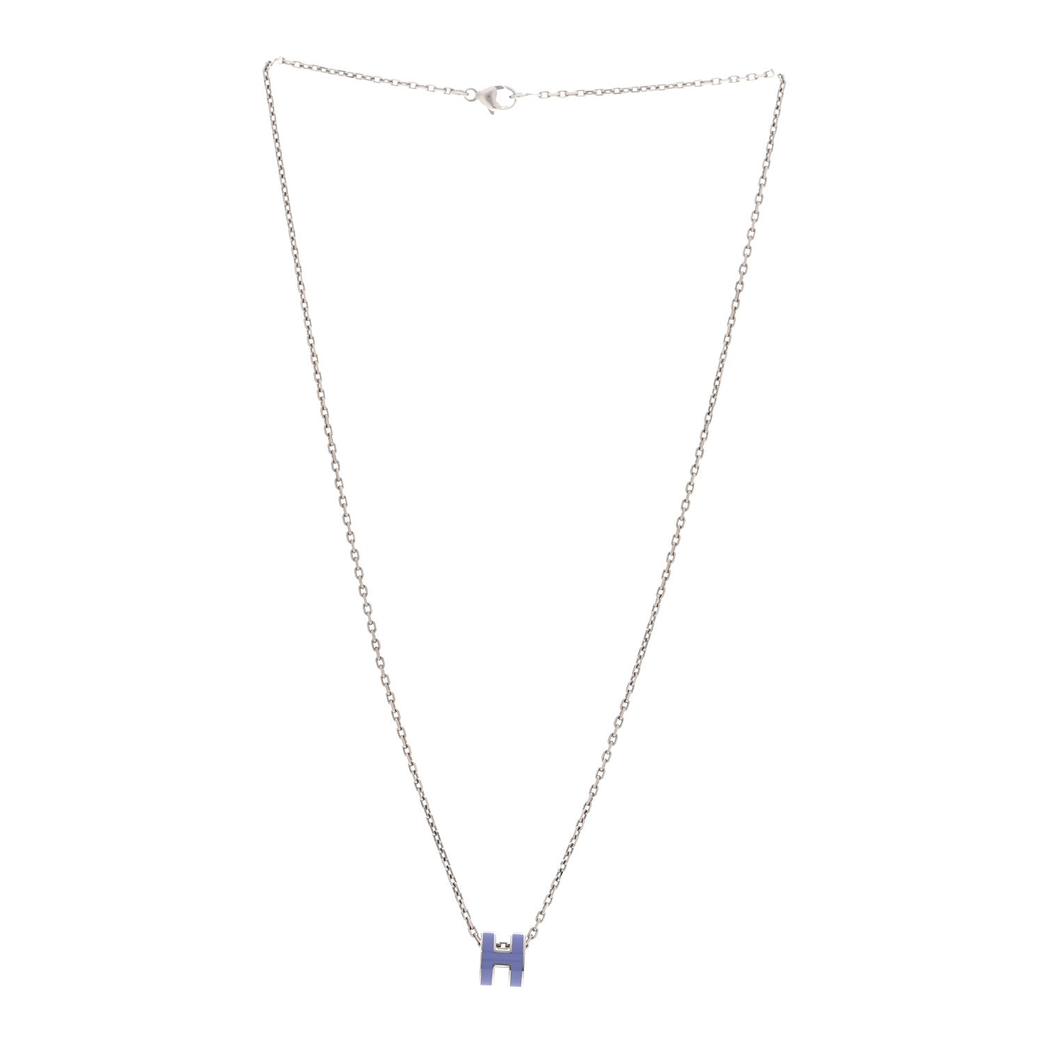 Hermes Lacquered Palladium Mini Pop H Pendant Necklace Lilas 3 of 7