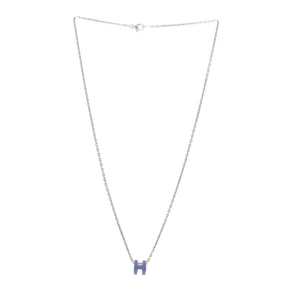 Hermes Lacquered Palladium Mini Pop H Pendant Necklace Lilas 3 of 7