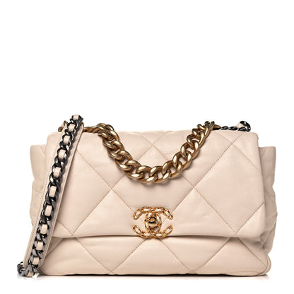 Chanel Lambskin Quilted Large Chanel 19 Flap Beige 1 of 9