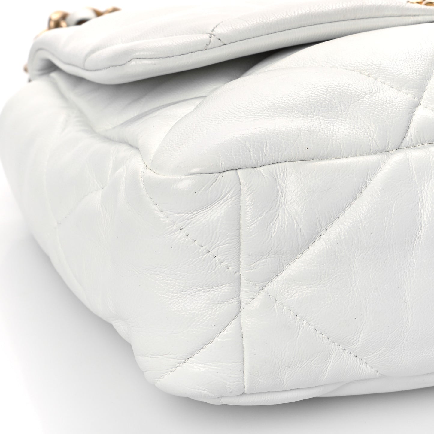 Goatskin Quilted Large Chanel 19 Flap White