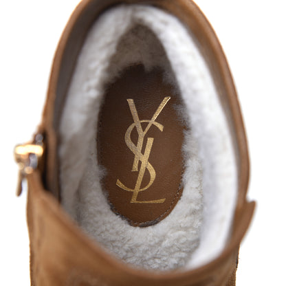 Saint Laurent Suede Shearling Booties 40 Ocre 8 of 10