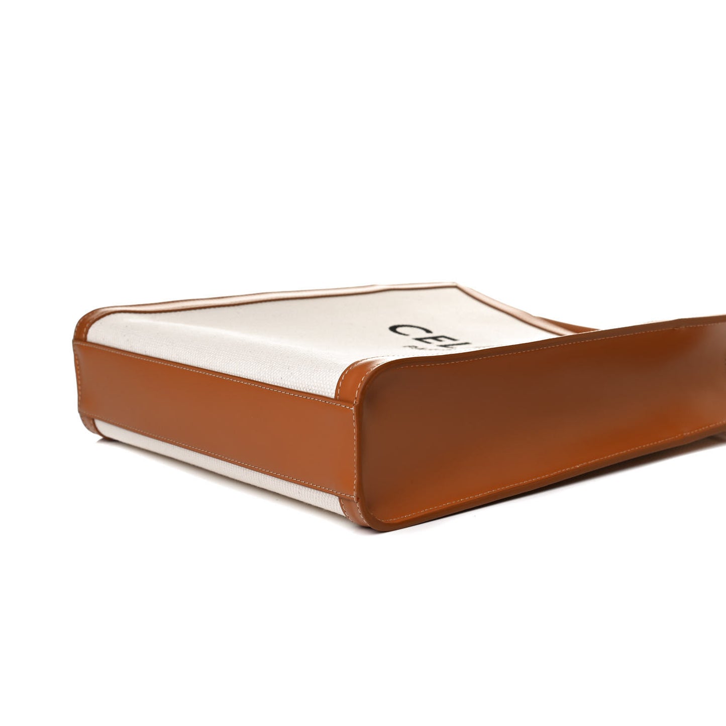 Canvas Calfskin Logo Print Small Vertical Cabas Natural Tan