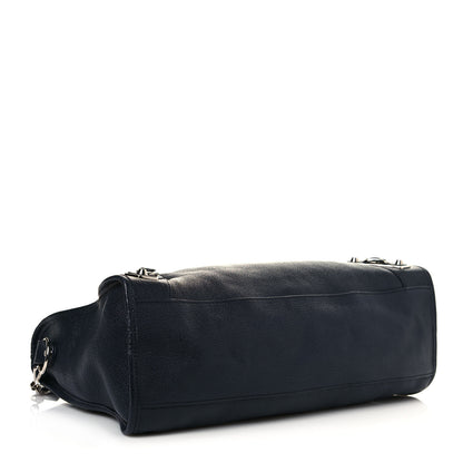 Balenciaga Chevre Silver Metallic Edge Hardware City Bleu Nuit Dark Sea 4 of 14
