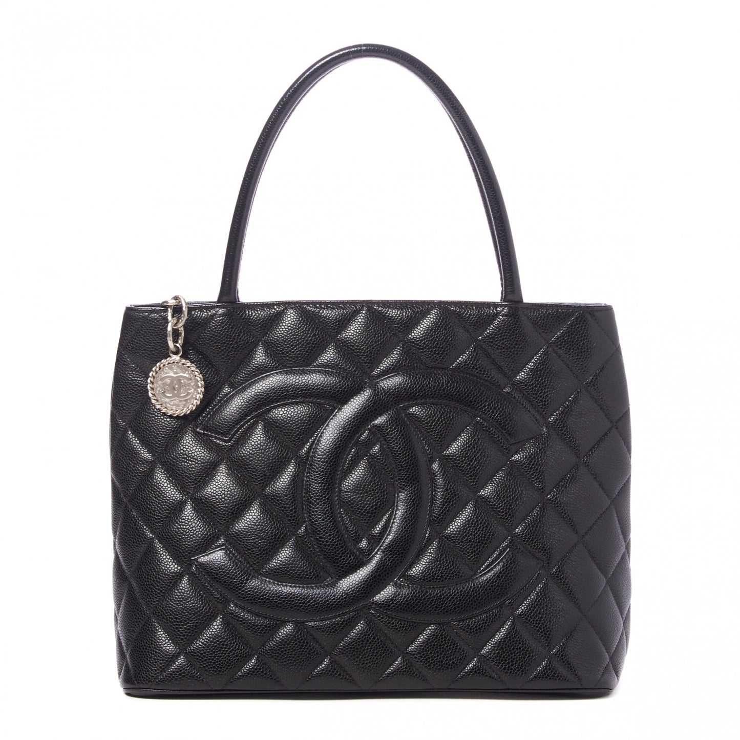 Caviar Quilted Medallion Tote Black