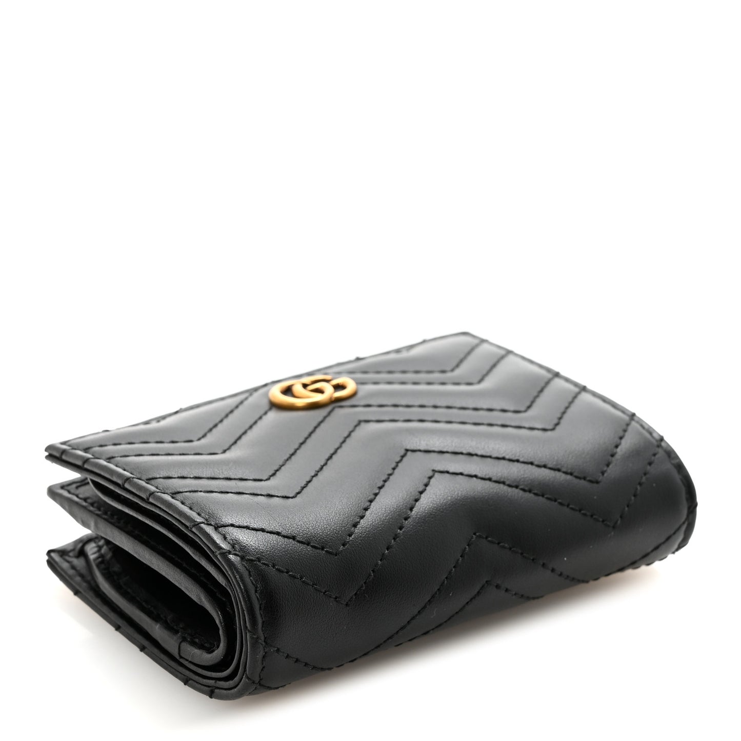 Calfskin Matelasse GG Marmont Card Case Wallet Black