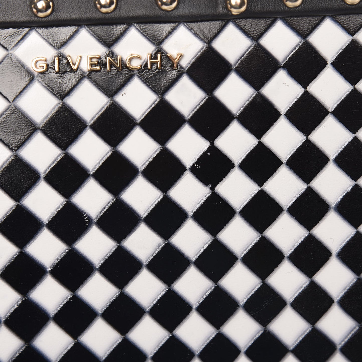 Lambskin Medium Zip Pouch Black White