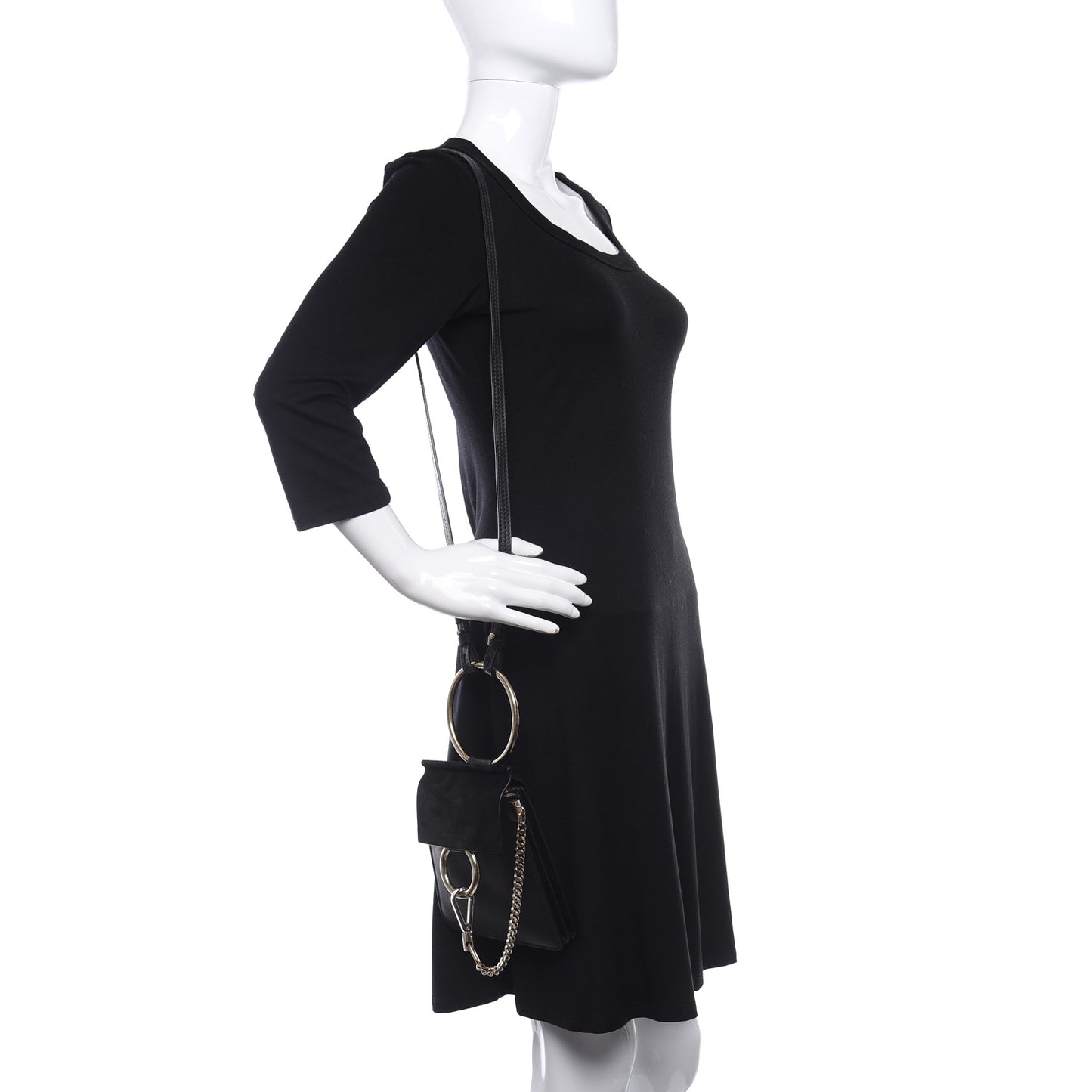 Suede Calfskin Mini Faye Bracelet Bag Black
